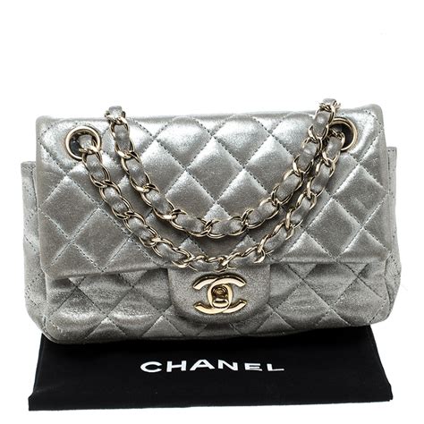 chanel mini flap bag silver|Chanel top handle mini bag.